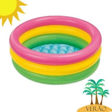 Imagem de Piscina Inflável Infantil Pôr do Sol 28L Redonda Colorida - Intex