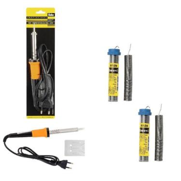 Imagem de Kit Ferro De Solda De Solda + 2 Tubete Em Fio 55w 110v Cód. 626 - De C