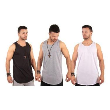 Imagem de Kit Com 3 Camiseta Blusa Regata Camisa Masculinas Longline - Éved Roup