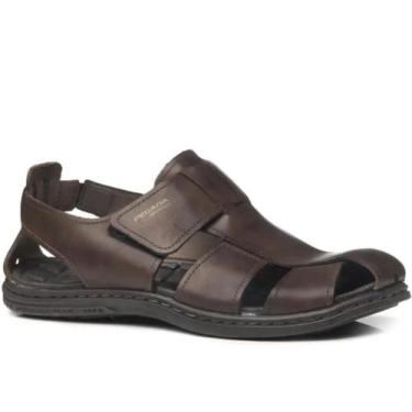 Imagem de Sandália masculina pegada em couro cravo 131287-02, 42