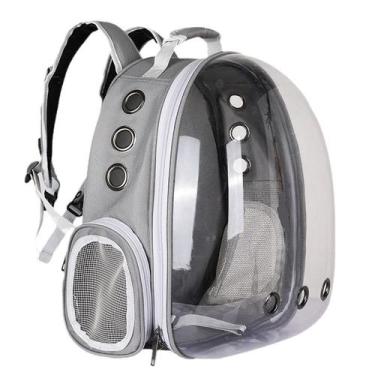 Imagem de Mochila Transporte Pet Cinza Visão 360 Cápsula Bolha Gato - Genérico, 