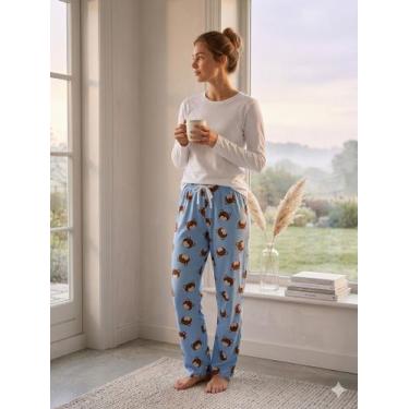 Imagem de Pijama Manga Longa Feminino Calça Estampada Outono Inverno - Dulce Sed