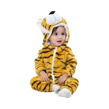 Imagem de Macacão Infantil Com Capuz De Tigre E Leão, Pijama Quente, Fantasia De