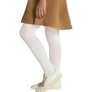Imagem de Meia calça infantil fio 40 trabalhada selene 9510 inverno, G, Branco