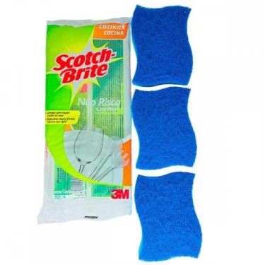 Imagem de Esponja Scotch Brite Dupla Face Nao Risca Azul Com 3 Pecas - 3M