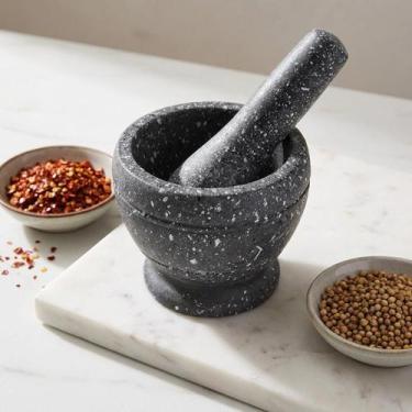 Imagem de Pilão para Macerar Temperos Secos Socador Plástico Robusto Moedor Manu