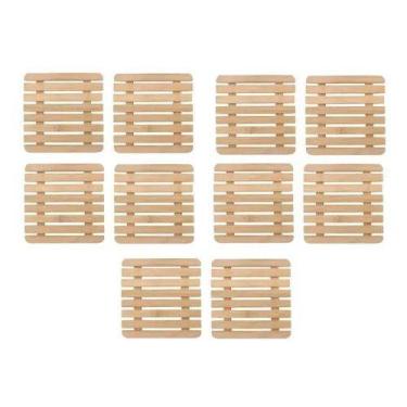 Imagem de Kit 10 Descansos De Panela Bambu Quadrado 17cm Yazi - Yangzi