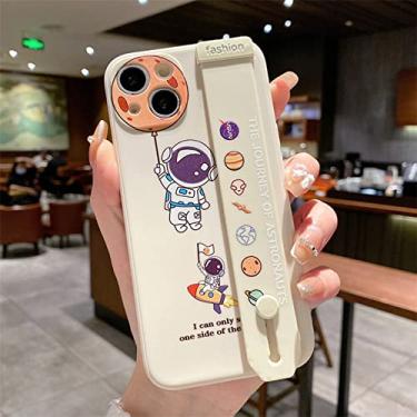 Imagem de Capa de silicone líquido de pulseira de astronauta bonito dos desenhos animados para Samsung Galaxy S22 S21 Ultra S20 FE S10 5g S8 S9 Plus S8 S7 capa de borda, cintura cáqui, para S9 plus