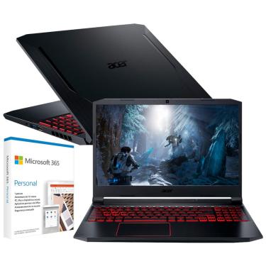 Imagem de Notebook Gamer Acer NVIDIA GeForce GTX 1650 Core i5-10300H 8GB 512GB SSD Windows 10 Nitro 5 AN515-55-51D3 + Microsoft 365 Personal com 1TB na Nuvem