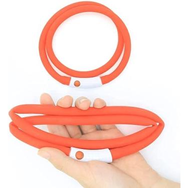 Imagem de Coleira LED para cães recarregável por USB, coleiras de segurança brilhantes para animais de estimação, resistente à água, corte acende para redimensionar para caber em 30 a 70 cm para cães pequenos, médios e grandes (laranja)