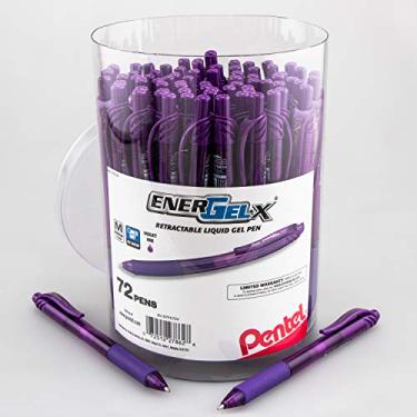 Imagem de Pentel EnerGel-X Caneta de gel retrátil, (0,7 mm), linha média, tinta violeta, embalagem com 72 latas (BL107PC72V)
