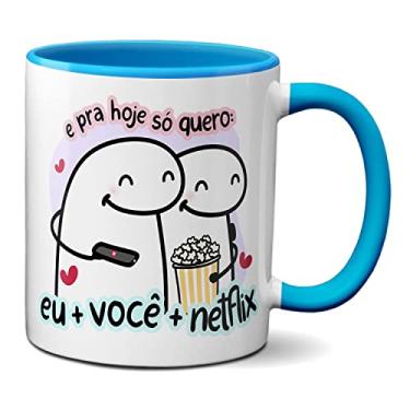Imagem de Caneca Flork Namorados E Pra Hoje Só Quero Eu+Você+Séries (Azul)