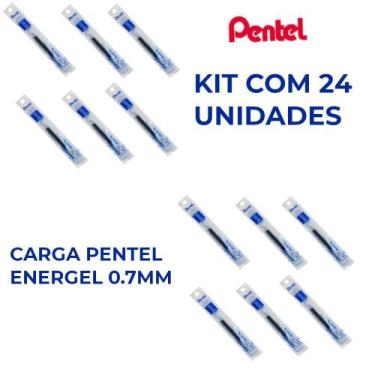 Imagem de Carga Refil Caneta Pentel Energel Lr7-C 0.7 Azul Kit Com 24