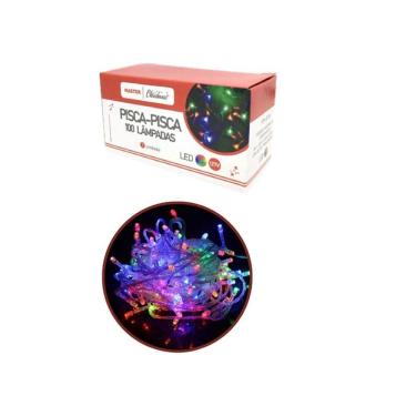 Imagem de Pisca Pisca 100 Lâmpadas LED Colorido Fio Transparente 8 Funções 127V - Master Christmas
