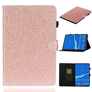 Imagem de YUNCHAO Caixa de telefone Para Lenovo Tab M10 Plus TB-X606F Glitter Glitter Powder Power Power Flip Leather Case com suporte e caça-níqueis e função de sono/despertar capa para celular