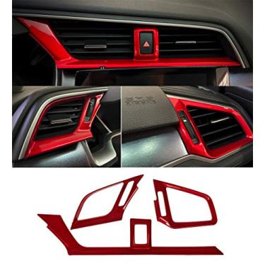 Imagem de GZXinWei Painel adesivo vermelho para tomada de saída de ar no painel do painel para Honda 10ª geração Civic 2016 2017 2018 2019 2020