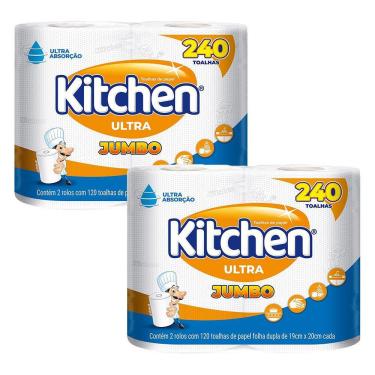 Imagem de Kit 2 Papel Toalha Kitchen Ultra Jumbo com 240 Folhas cada