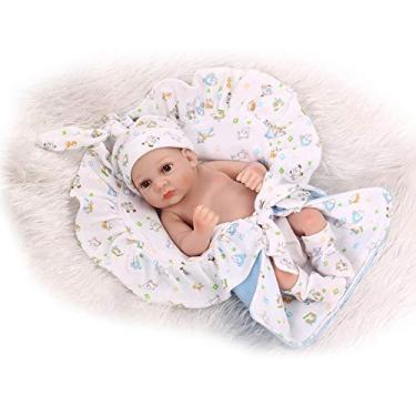 Imagem de Tingpai Reborn Baby Doll Play Bonecas 10 inch 25 Completa Vinvl Corpo Lavável Com Colcha Lifelike Presentes Bonitos Brinquedo Menino Azul