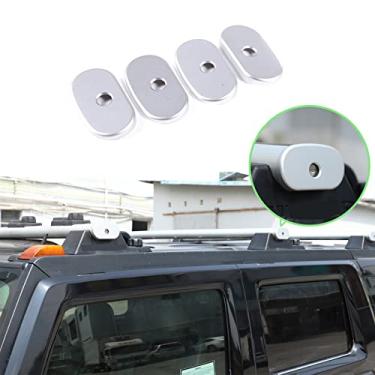 Imagem de Apto para Hummer H2 2003-2009 Racks de Teto de Liga de Alumínio Barras Cruzadas Tampa de Fechaduras, Rack de Teto Barras Transversais com Chave Fechaduras Tampa de Acabamento do Painel