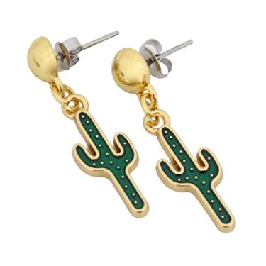 Imagem de Brincos Feminino Cacto Força Banhado A Ouro Semijoia