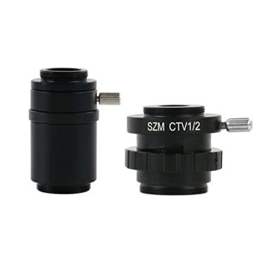 Imagem de Adaptador de microscópio 0,5 x 0,35 x 1 lente de montagem C SZM 1/2 1/3 adaptador CTV para acessórios de microscópio de microscópio estéreo trinocular (cor: SZM 1-2 e 1X)