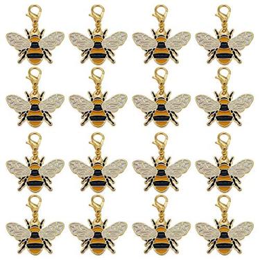 Imagem de Lote de (x16) Pulseiras de metal de liga de esmalte colorida banhadas a ouro com fecho de lagosta de artesanato de 1,18 por 1,02 polegadas (aprox.30 x 26 mm) brincos colares pingentes