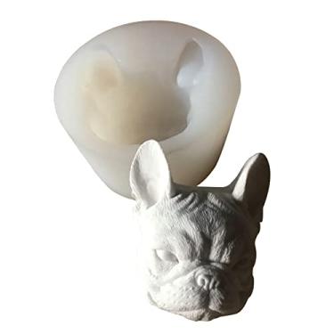 Imagem de Wugebud 1 peça buldogue francês 3D cabeça de cachorro molde de silicone faça você mesmo molde de cozimento cubo de gelo bolo molde de chocolate decoração gesso fondant vela de doces sabonete lembrancinhas de festa