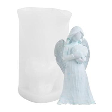 Imagem de vela anjo, suprimentos para fabricação velas natal, 4 estilos moldes vela aromaterapia silicone anjo para fazer sabonete, decoração bolo, fondant, pudim, chocolate