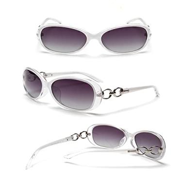 Imagem de Óculos de sol polarizados ovais grandes retrô para mulheres, óculos de sol UV400 óculos de sol para dirigir proteção de bicicleta (moldura branca de cobre)
