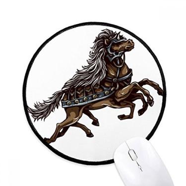 Imagem de DIYthinker Armadura de cavalo de corrida arte animal tapete de rato de grão desktop escritório tapete redondo para computador