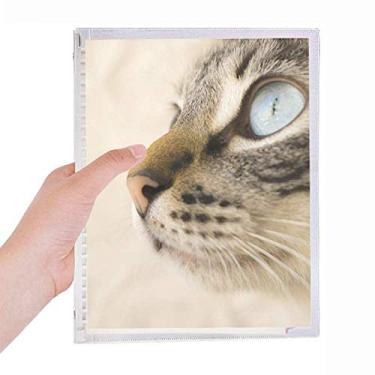 Imagem de Caderno de fotos cinza animal olho azul gatinho folha solta diário recarregável papelaria
