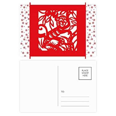 Imagem de Cortado em papel macaco animal China zodíaco Natal flor celebração cartão postal bênção postal