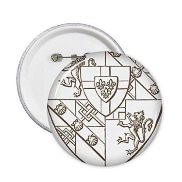 Imagem de Emblema com ilustração de escudo de leão barroco ilustração padrão pinos crachá botão decoração acessório 5 peças