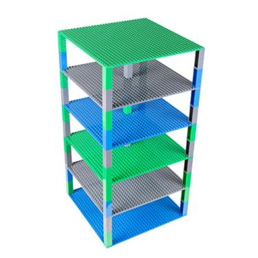 Imagem de Classic Baseplates 10" x 10" Brik Tower by Strictly Briks | 100% Compatible with All Major Brands | Building Bricks for Towers, Shelves and More | 6 Baseplates & 50 Stackers in Blue Green & Gray