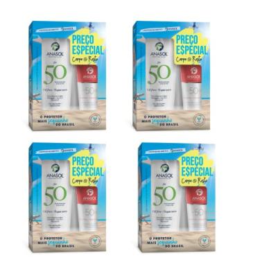 Imagem de Kit 4 Unidades Anasol FPS 50 Facial 60g + FPS 50 Corpo 200g