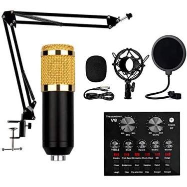 Imagem de Kit Microfone De Suspensão, Placa De Som Para Pc, Mesa Mixer De Som Para Live Streaming Com 12 Efeitos Sonoros Para Celulares Computadores Tablets Notebooks,Collector88
