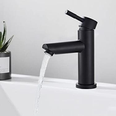 Imagem de Para pia de cozinha, torneira de água, ferragens de banheiro, ouro escovado, bacia de banheiro, furo único, cabo frio, chuveiro, torneira de banho, misturador preto (S), tamanho único