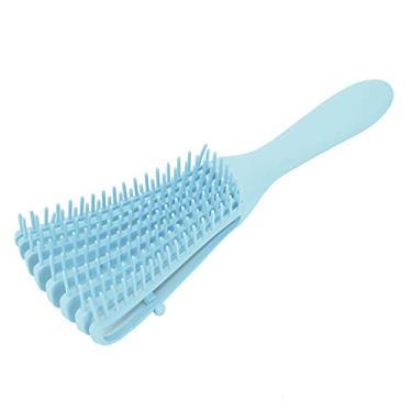 Imagem de Escova de cabelo para compras, escova de cabelo longa e grossa molhada e seca, escova de cabelo, escova de cabelo, pente de dentes finos, escova de desembaraçar para viagens para salão de beleza (azul)