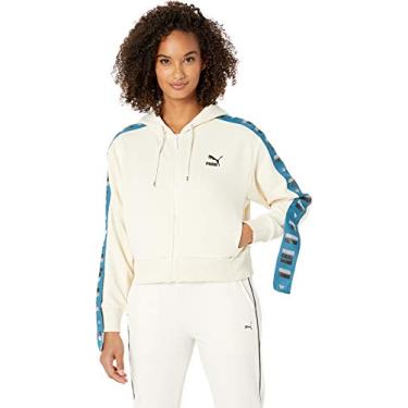 Imagem de Moletom com capuz feminino PUMA Revolt com zíper completo felpudo, Birch, Large