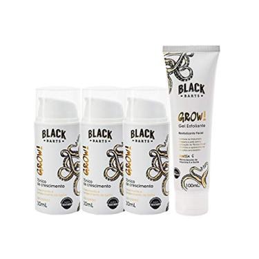 Imagem de GROW! 3 Meses - 03 Tônico Para Crescimento de Barba Nanotecnológico + Preparador Esfoliante de pele BLACK BARTS®