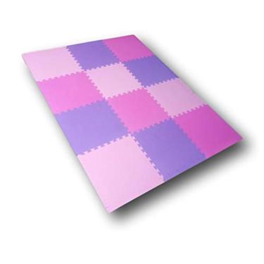 Imagem de Conjunto com 9 Tatames Tapetes EVA Infantil para Meninas 50x50cm com 2cm de Espessura