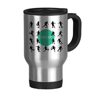 Imagem de Caneca de viagem de futebol com contornos de futebol e caneca de aço inoxidável copo de carro copo térmico