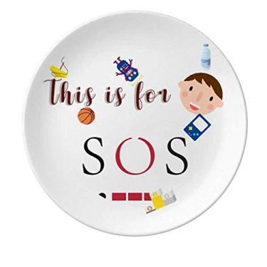 Imagem de Morse Code Rescue Point Line Expression Porcelana Prato Jantar Redondo Prato Menino Masculino