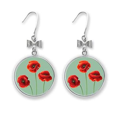 Imagem de Pintura artística de milho papoula flor vermelha brincos laço gancho perfurado