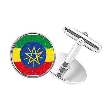 Imagem de DIYthinker Listras com bandeira da Etiópia e design de giz de cera com botão redondo