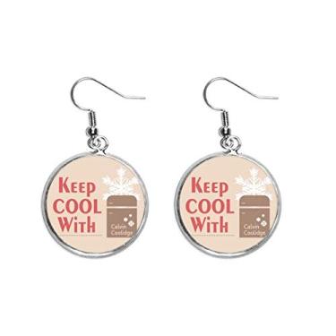 Imagem de Brinco feminino com pingente de prata com slogan da eleição Keep Fridge Cool Ear