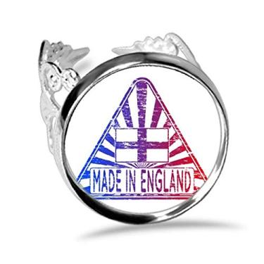 Imagem de DIYthinker Feito na Inglaterra, Reino Unido, anel com a bandeira de triângulo, ajustável, amor, casamento, noivado