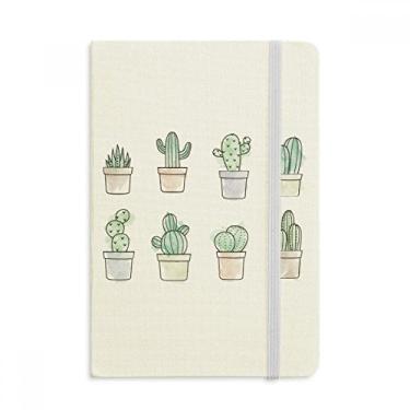 Imagem de Caderno de ilustração de plantas em vaso com estampa de suculentas, capa dura em tecido oficial