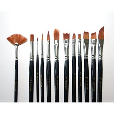 Imagem de 12 x Pincel Chato Profissional óleo - aquarela - acrílico (Black Master)