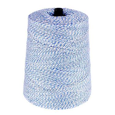 Imagem de Fio de algodão para padeiros – (4 camadas x 3 metros) – Cone de 900 g – Mistura de poliéster e algodão – Corda de cozinha para todos os fins, corda de artesanato e cabo para padeiros, Blue / White, 4 ply - 2 lb (10,080 Feet)